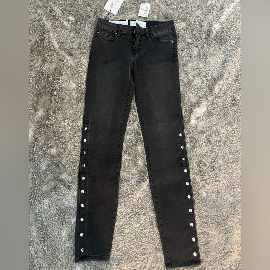 Iro Black Skinny Jeans With Silver Button Accents